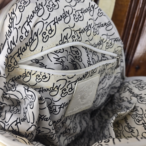 Ed Hardy  Koi fish designs Vintage Quilted backpack Black EXC COND NWT - Picture 7 of 8